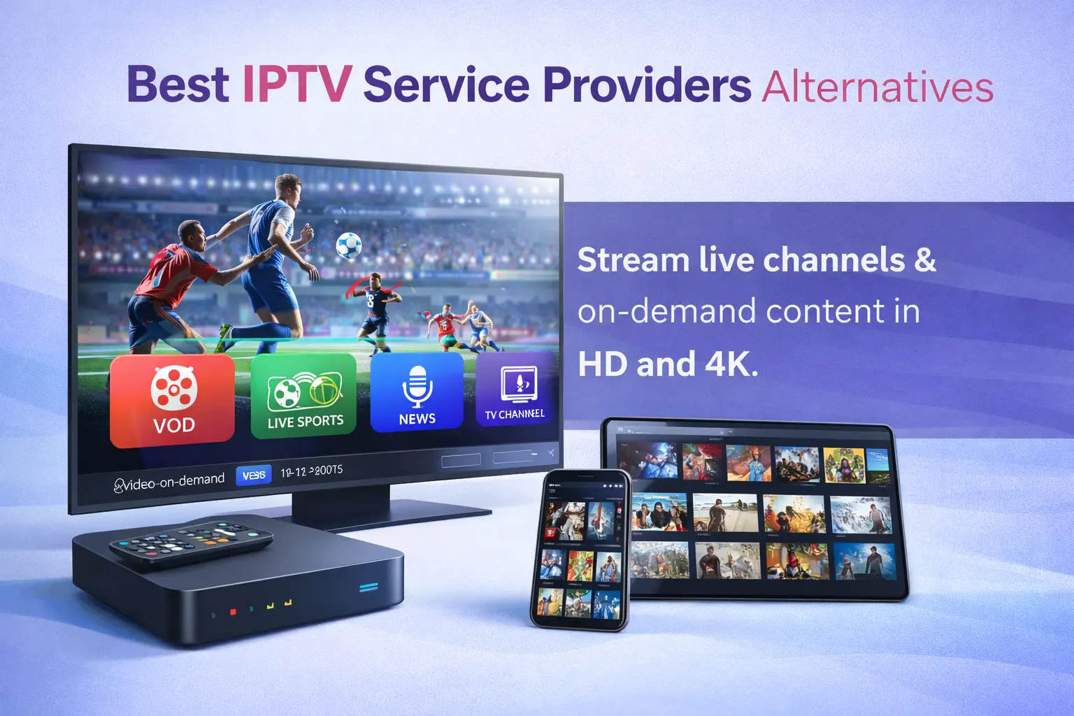 TVStrong diffusant chaînes en direct et contenus à la demande sur téléviseur, tablette et mobile