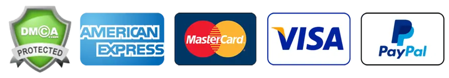 Secure payment options accepted by TVStrong: Visa, Mastercard, American Express and PayPal